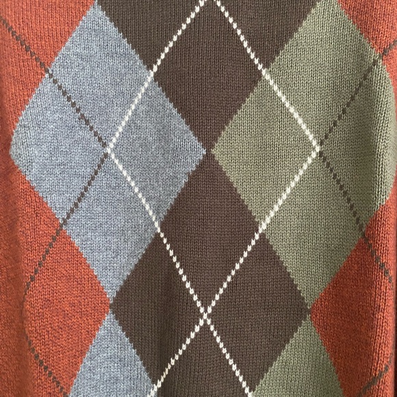 Vintage Dockers Mens Sweater Size Medium Knit Orange Argyle 90s Y2K Crewneck - Picture 3 of 5